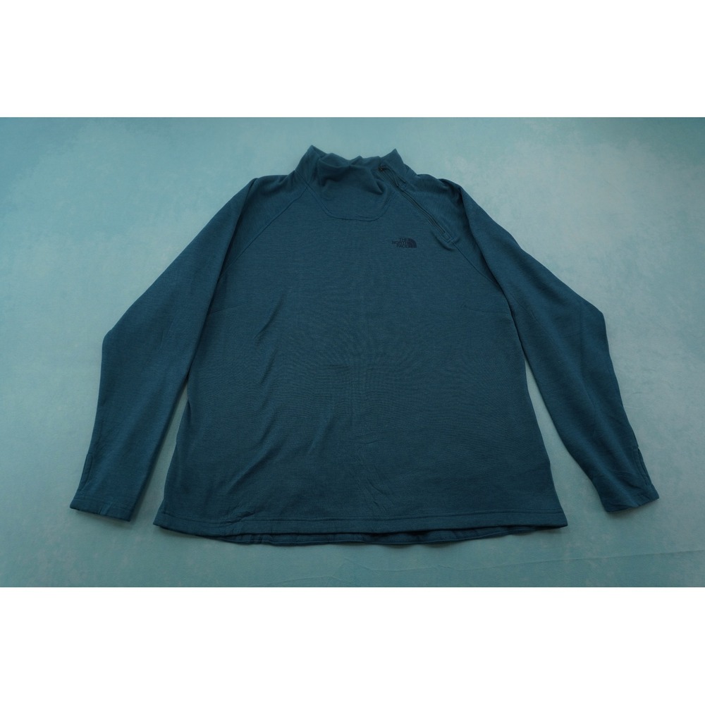 The North Face Womens XXL Teal Blue Asymmetrical Zip Fleece Pullover Jacket